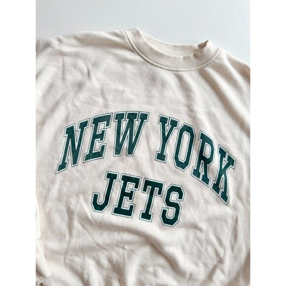 H&M x NFL New York Jets Ivory Green Logo Terry Crew Neck Sweatshirt, Size XS - Picture 7 of 10